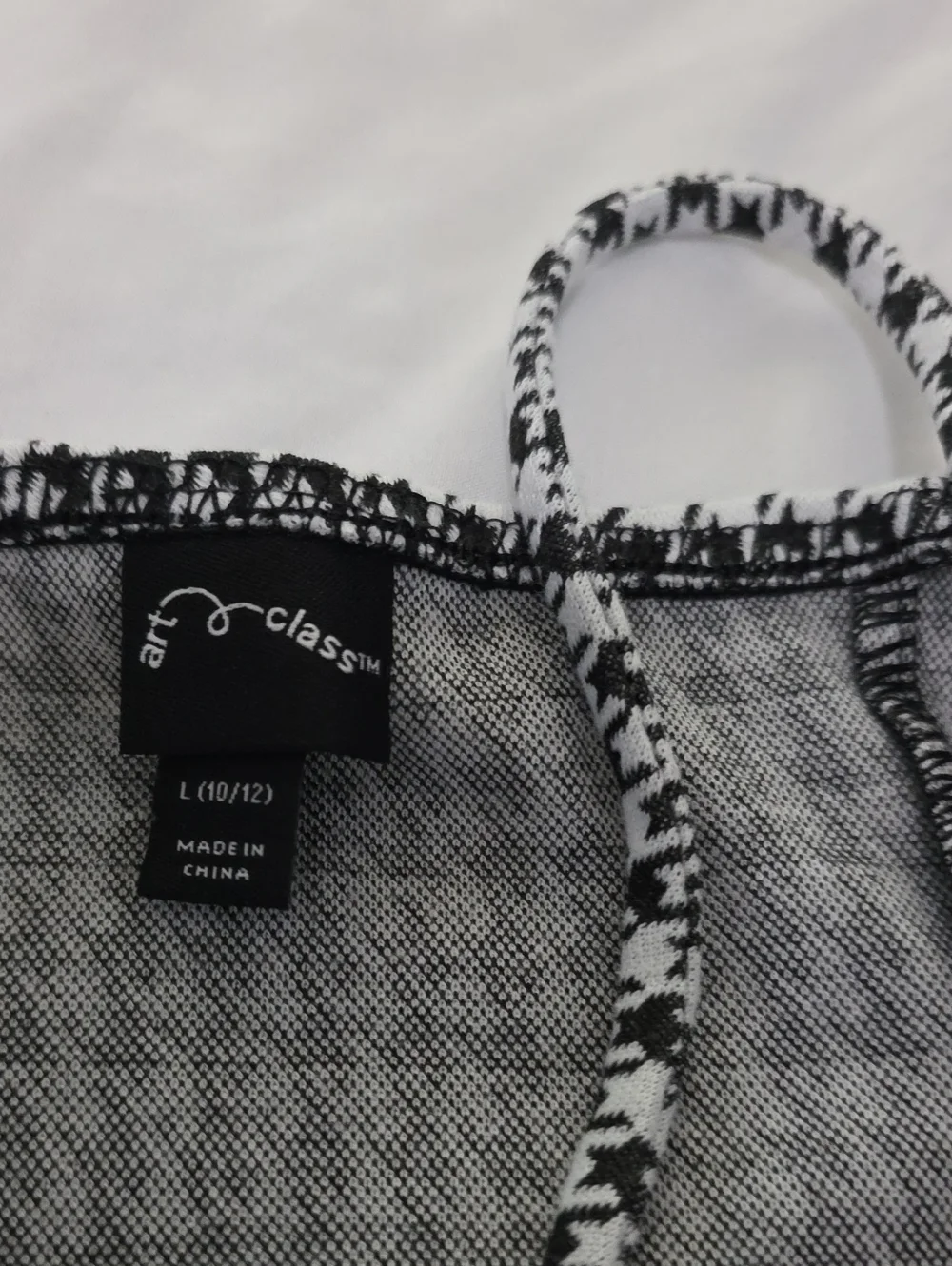 art class Black and White Houndstooth Spaghetti Strap Mini Dress